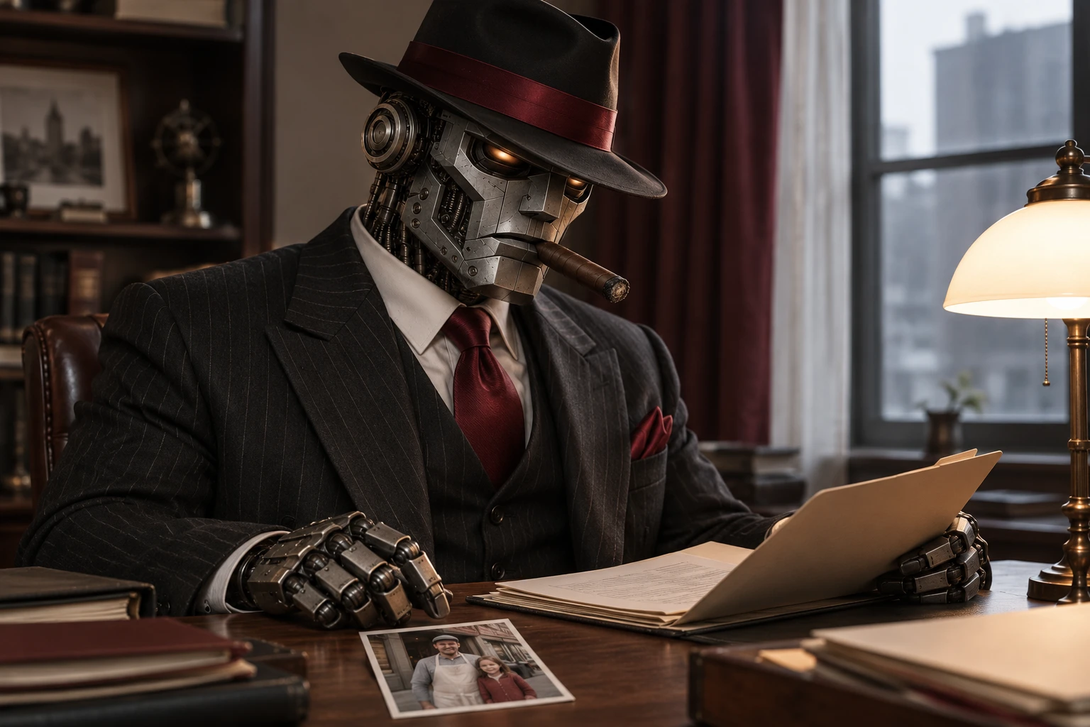 MafioBot dans son ancien bureau, face au souvenir qui a tout changé